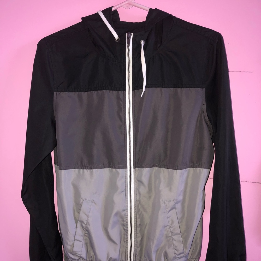 black and grey windbreaker 🖤